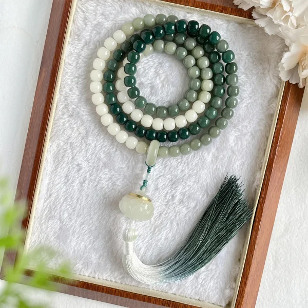 108 Beads for Meditation & Mindful Living Natural Green Bodhi Seed Mala - Image 2