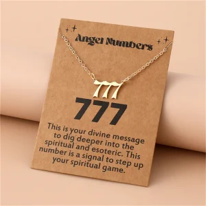 777 Angel Number Necklace Sterling Silver 111-999 Angel Number Clavicle Chain Necklace