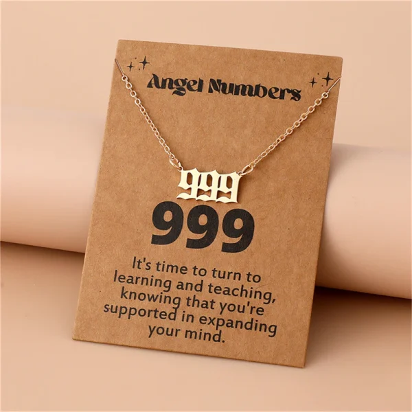 777 Angel Number Necklace Sterling Silver 111-999 Angel Number Clavicle Chain Necklace - Image 2