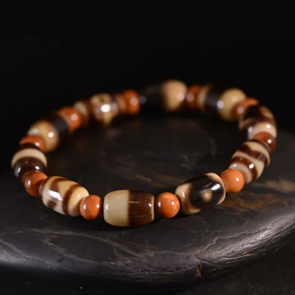 Budhi Luck Agate Dzi Bead Bracelet with Cook Round Bead - Image 3