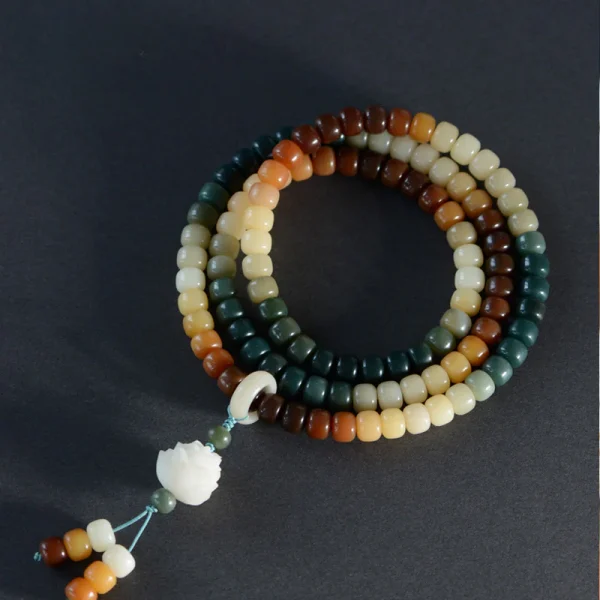 Budhi Luck Bodhi Bracelet 108 Mala Beads Candy Gradual Change Color Lotus Bracelet - Image 5