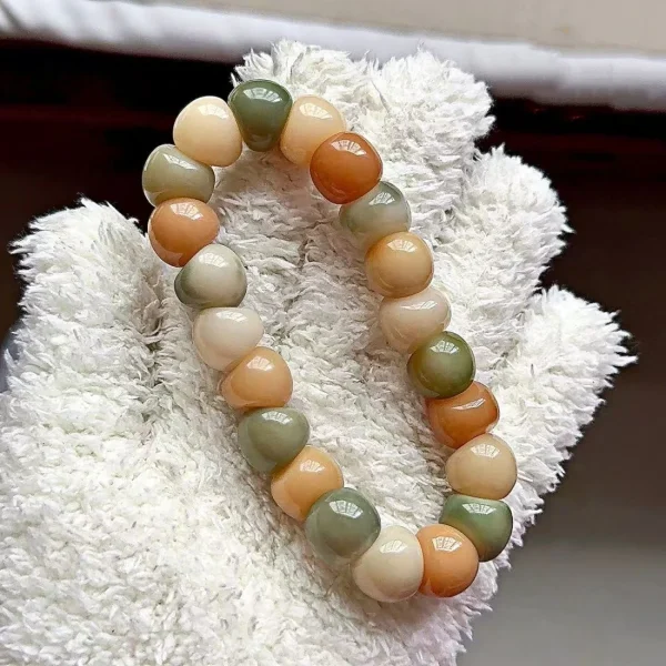 Budhi Luck Vibrant Garlic-Shaped Bodhi Bead Bracelet – 14mm with Distinctive Marble-Like Pattern - Image 8