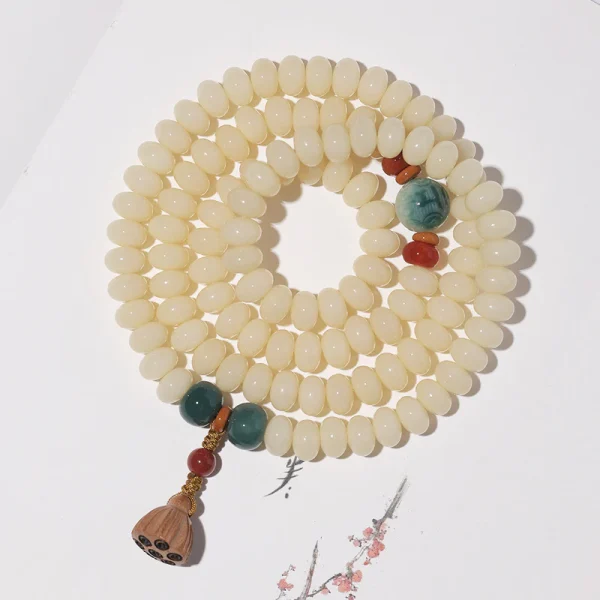 Budhi Luck Tranquil & Elegant 108 Bodhi Bead Mala Bracelet with Boxwood Lotus Pod – Available in Multiple Minimalist Designs - Image 9