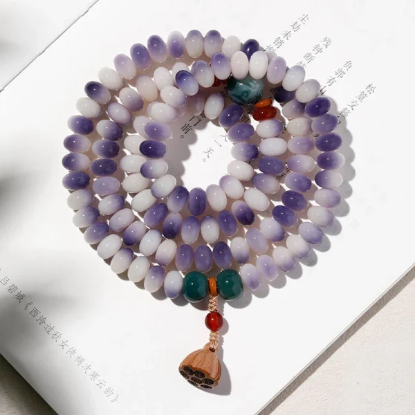 Budhi Luck Tranquil & Elegant 108 Bodhi Bead Mala Bracelet with Boxwood Lotus Pod – Available in Multiple Minimalist Designs - Image 4