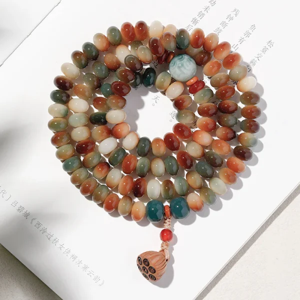 Budhi Luck Tranquil & Elegant 108 Bodhi Bead Mala Bracelet with Boxwood Lotus Pod – Available in Multiple Minimalist Designs - Image 3