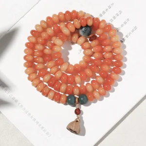 Budhi Luck Tranquil & Elegant 108 Bodhi Bead Mala Bracelet with Boxwood Lotus Pod – Available in Multiple Minimalist Designs