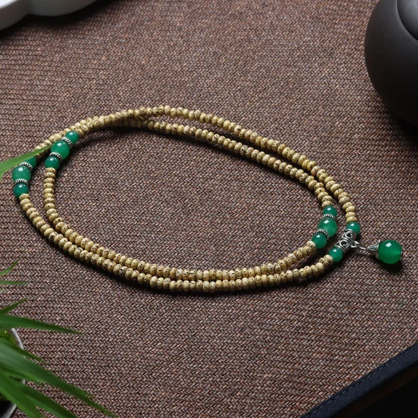 Mini Star and Moon Bodhi Bracelet with Green Agate Accent – 3×5mm - Image 4
