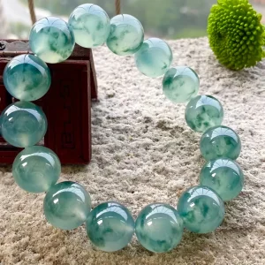  Natural Burmese icy green jade bracelet