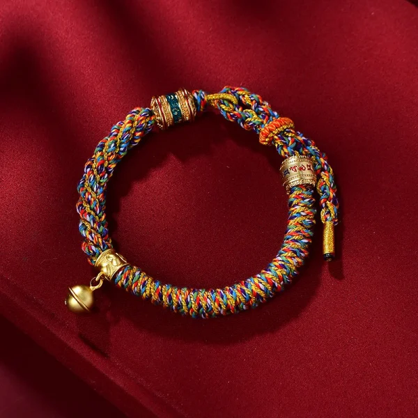 Budhi Luck New Braided Tibetan Handwoven Bell Charm Bracelet for Protection - Image 6
