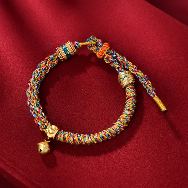 Budhi Luck New Braided Tibetan Handwoven Bell Charm Bracelet for Protection - Image 3