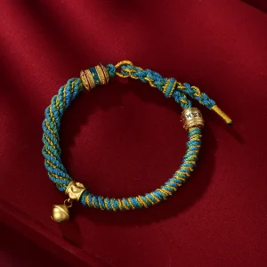 Budhi Luck New Braided Tibetan Handwoven Bell Charm Bracelet for Protection