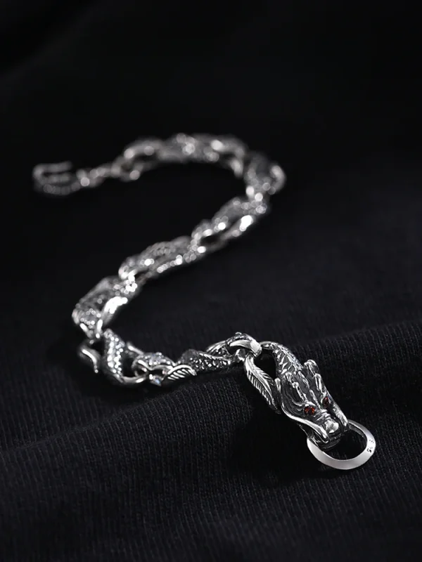 Budhi Luck Silver Bracelet Dragon Bone Bracelet - Image 5