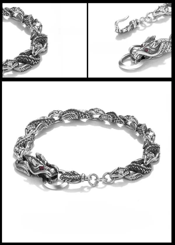 Budhi Luck Silver Bracelet Dragon Bone Bracelet - Image 2