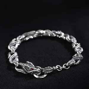Budhi Luck Silver Bracelet Dragon Bone Bracelet