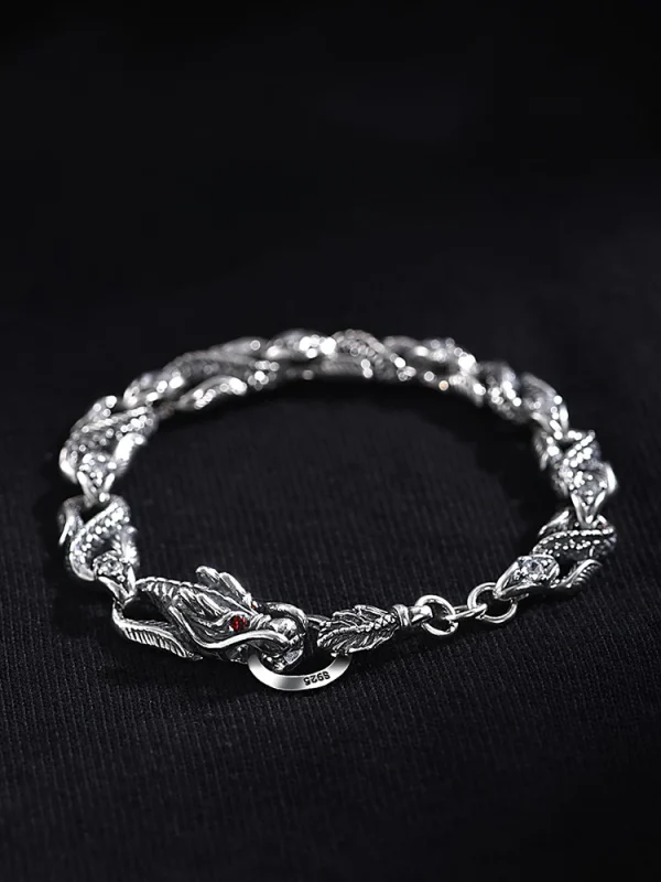 Budhi Luck Silver Bracelet Dragon Bone Bracelet
