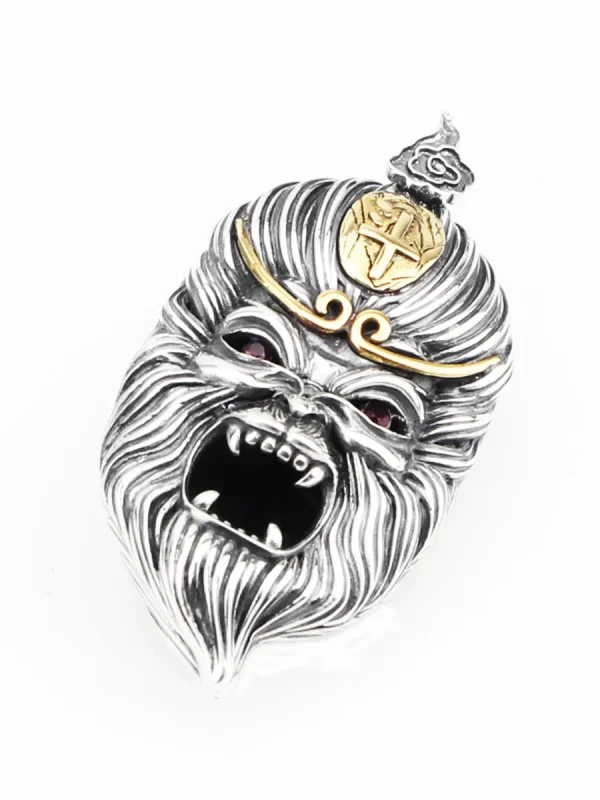 S925 Sterling Silver Sun Wukong Double-Sided Necklace - Buddha and Demon Pendant for Men - Image 3