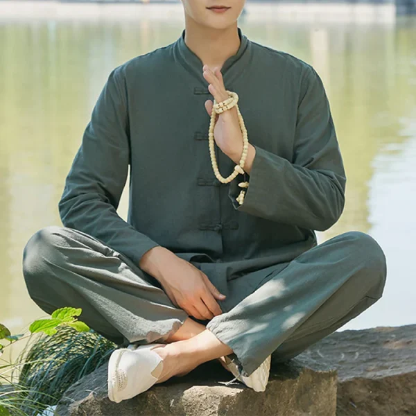 Budhi Luck Spiritual Practice Yoga Meditation Clothing Cotton Linen Men's Set - Image 8