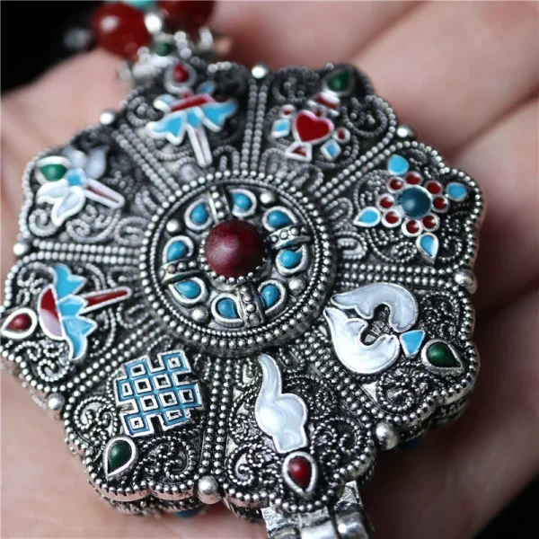 Budhi Luck Tibetan Eight Treasures Six-Character Mantra Gau Box Tibetan Necklace Pendant - Image 3