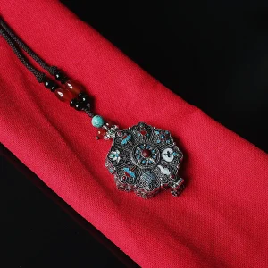Budhi Luck Tibetan Eight Treasures Six-Character Mantra Gau Box Tibetan Necklace Pendant