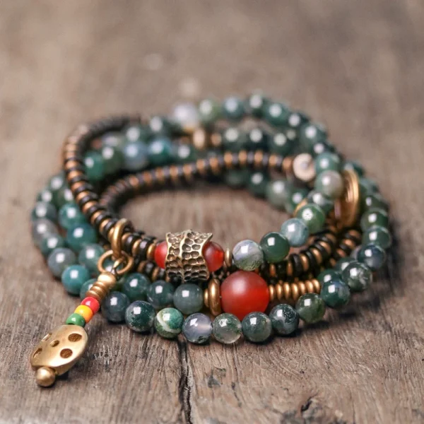 Budhi Luck Vintage Multi-Layer Agate Bead Bracelet Buddhist Bracelet for Women - Image 7