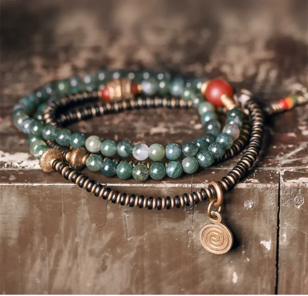 Budhi Luck Vintage Multi-Layer Agate Bead Bracelet Buddhist Bracelet for Women - Image 5
