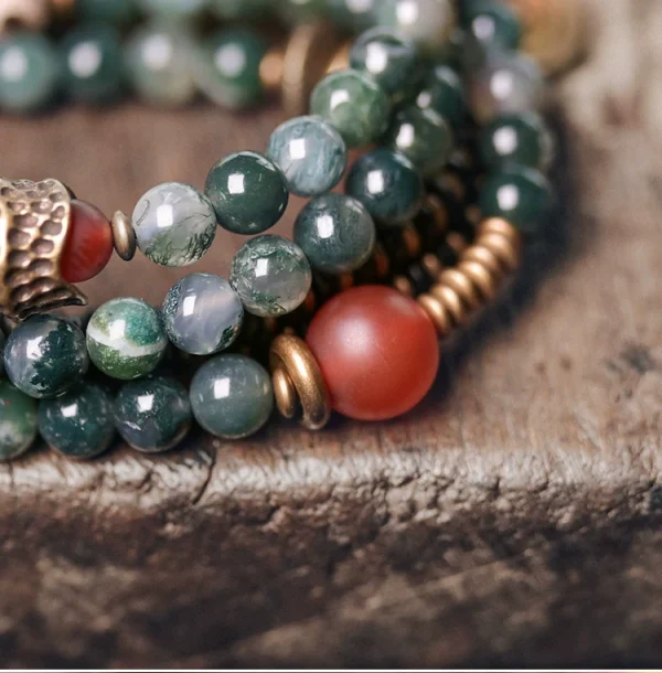 Budhi Luck Vintage Multi-Layer Agate Bead Bracelet Buddhist Bracelet for Women - Image 4