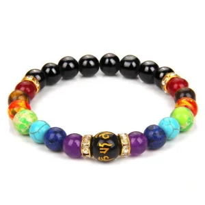Volcanic Stone Chakra Bracelet Yoga Energy Bracelet Six-Syllable Mantra Couple Bracelet