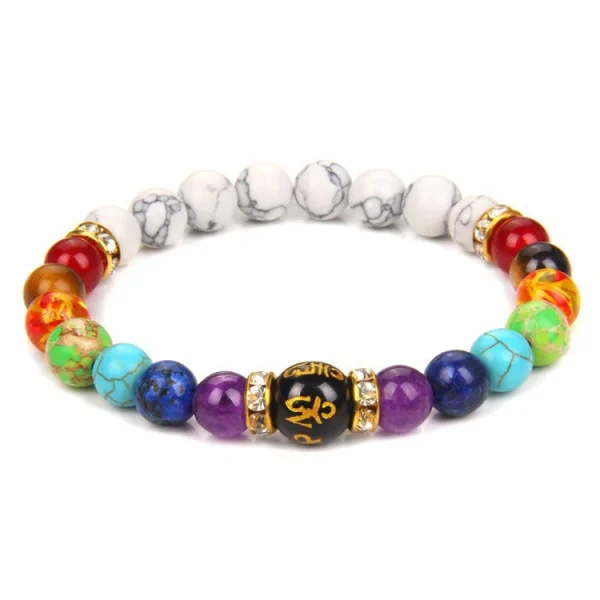 Volcanic Stone Chakra Bracelet Yoga Energy Bracelet Six-Syllable Mantra Couple Bracelet - Image 7