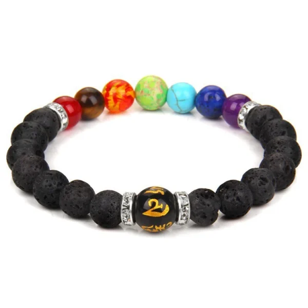 Volcanic Stone Chakra Bracelet Yoga Energy Bracelet Six-Syllable Mantra Couple Bracelet - Image 6