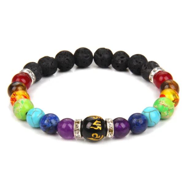 Volcanic Stone Chakra Bracelet Yoga Energy Bracelet Six-Syllable Mantra Couple Bracelet - Image 4