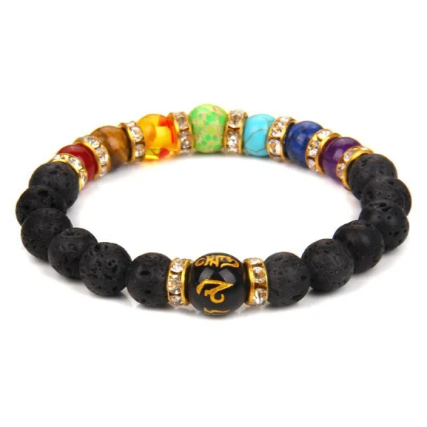 Volcanic Stone Chakra Bracelet Yoga Energy Bracelet Six-Syllable Mantra Couple Bracelet - Image 3
