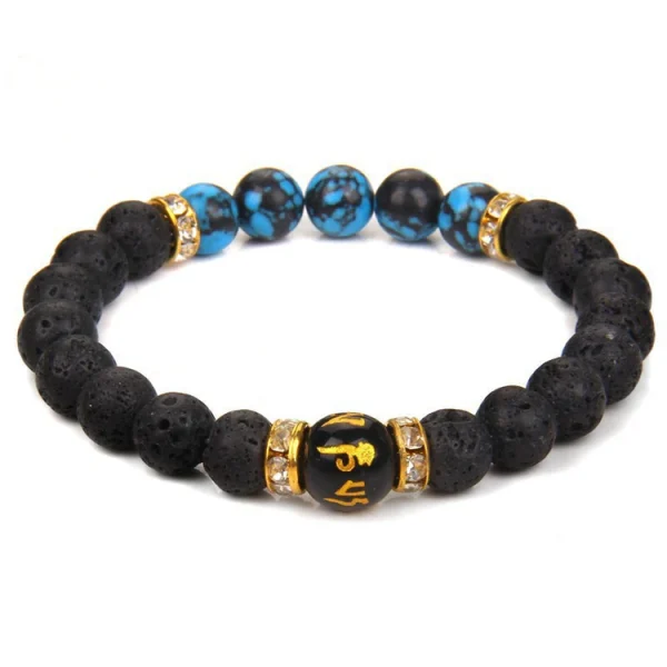 Volcanic Stone Chakra Bracelet Yoga Energy Bracelet Six-Syllable Mantra Couple Bracelet - Image 2