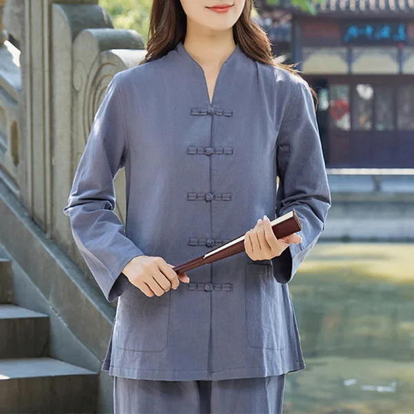 Budhi Luck Yoga Meditation Clothes Set Uniform Cotton Linen Clothing Women's Set - Image 7