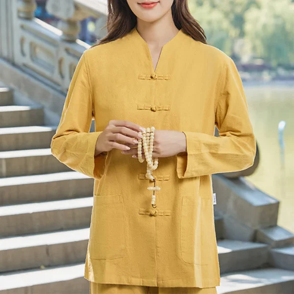 Budhi Luck Yoga Meditation Clothes Set Uniform Cotton Linen Clothing Women's Set - Image 6